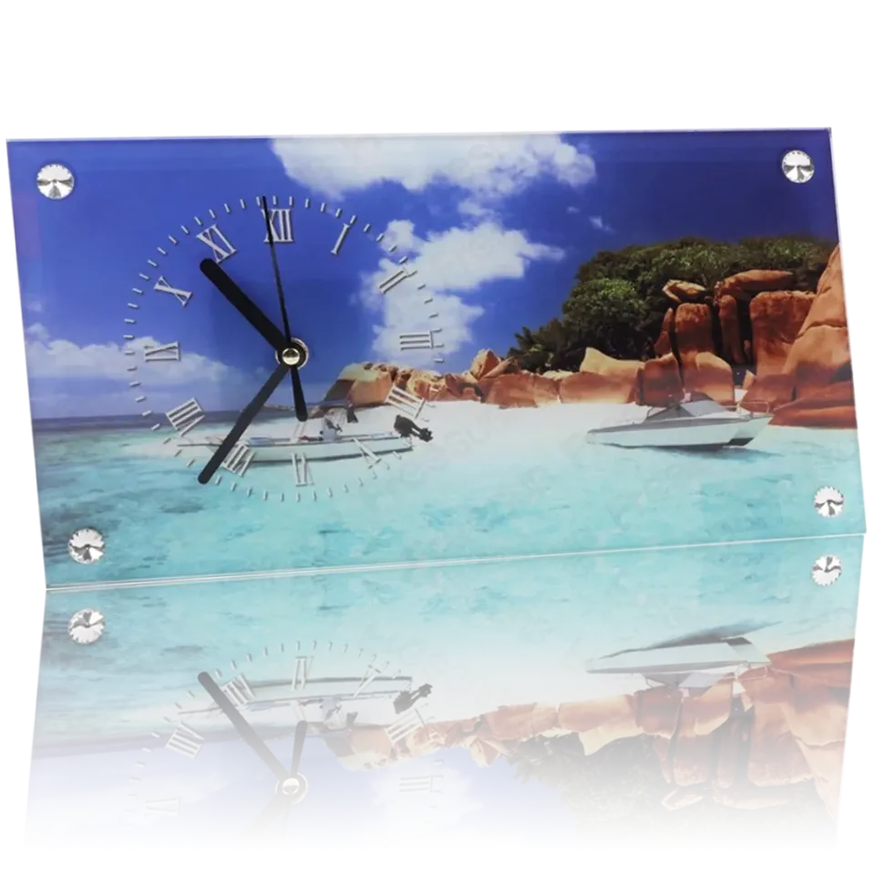 Landscape Sublimation Glass Photo Clock with Studs – BL-28