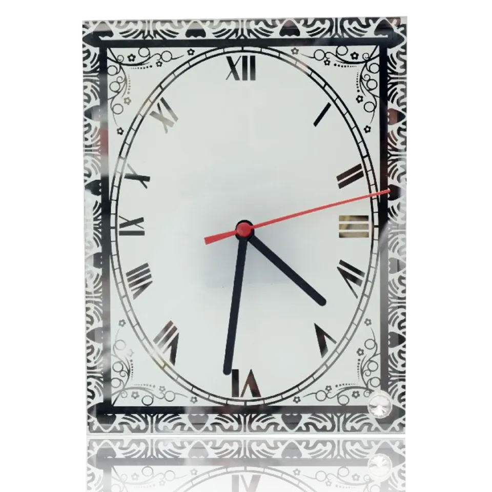 Rectangular Mirror-Border Sublimation Glass Clock – BL-42