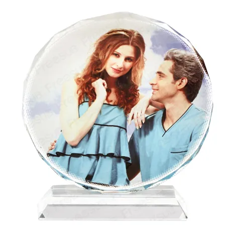 Round Faceted Sublimation Photo Crystal with Base – BSJ-03A
