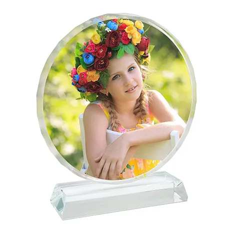 Round Faceted Sublimation Photo Crystal with Base – BSJ-03B