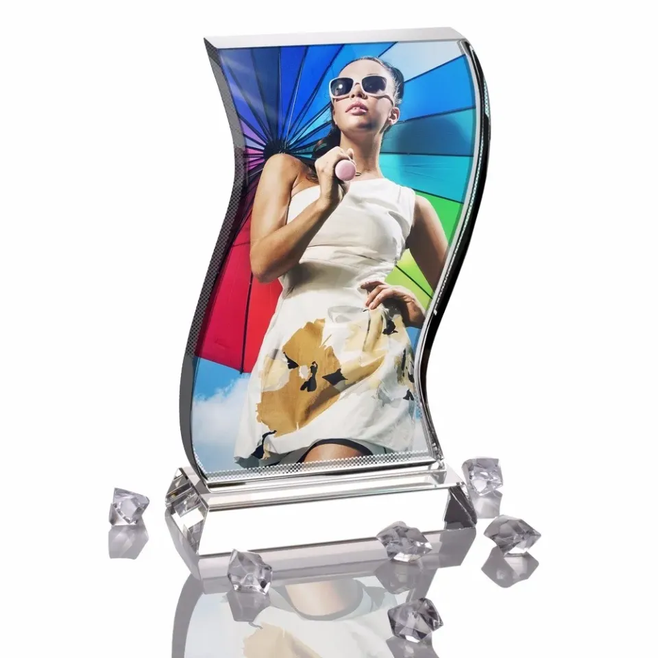 Wave Sublimation Photo Crystal with Base – BXP-05