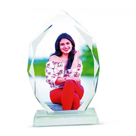 Faceted Oval Sublimation Photo Crystal with Base – BXP-23