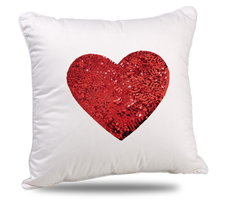 White Pillow with Sequin Patch
