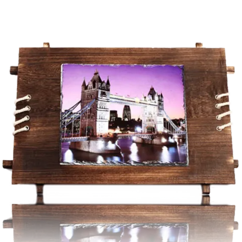 Photo Rock in Rope-Laced Wooden Frame – SH-40