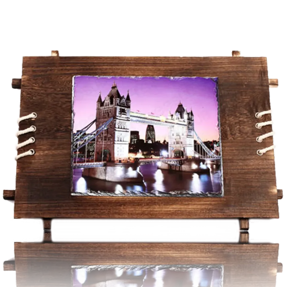 Photo Rock in Rope-Laced Wooden Frame – SH-40