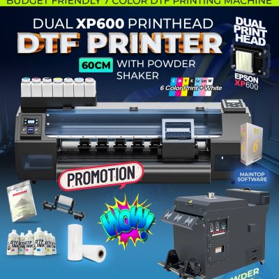 60CM DTF PRINTER - (Direct to Film) Epson XP 600 Dual Head Printer with Powder Shaking Curing Shaker
