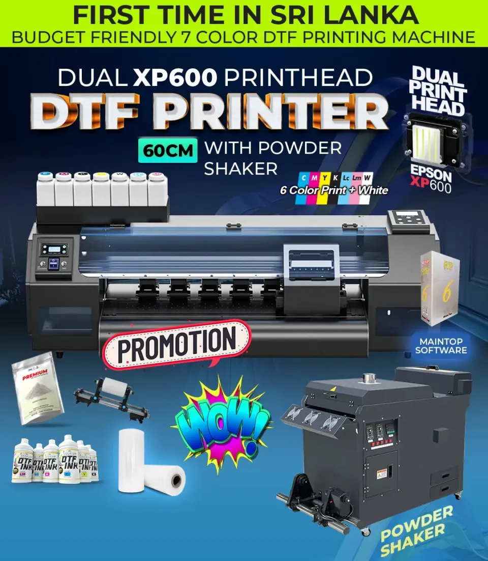 60CM DTF PRINTER - (Direct to Film) Epson XP 600 Dual Head Printer with Powder Shaking Curing Shaker