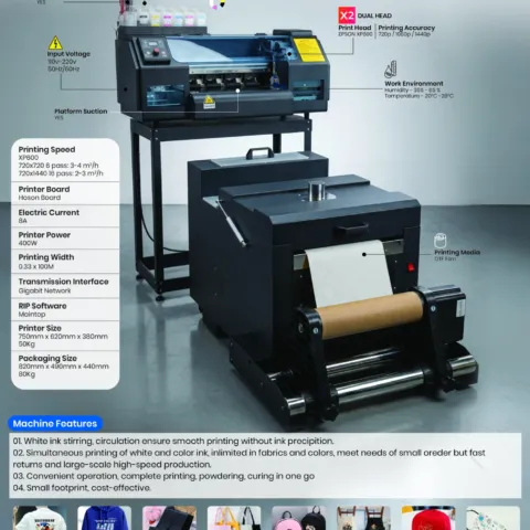 30CM DTF PRINTER – (Direct to Film) Epson XP 600 Dual Head Printer with Powder Shaking Curing Shaker