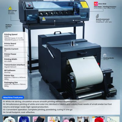 60CM DTF PRINTER – (Direct to Film) Epson XP 600 Dual Head Printer with Powder Shaking Curing Shaker