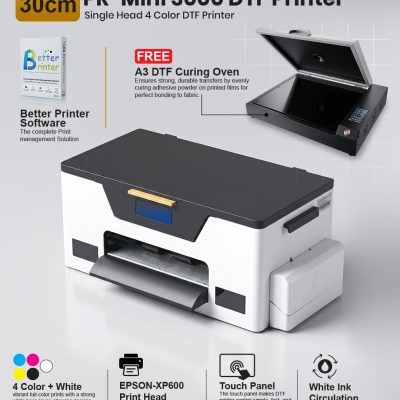 PR-MINI 3000 - 30CM DTF PRINTER – SINGLE HEAD 4 COLOR WITH CURING OVEN