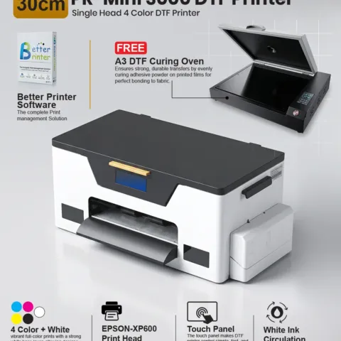 PR-Mini 3000 - 30cm DTF Printer – Single Head 4 Color with Curing Oven